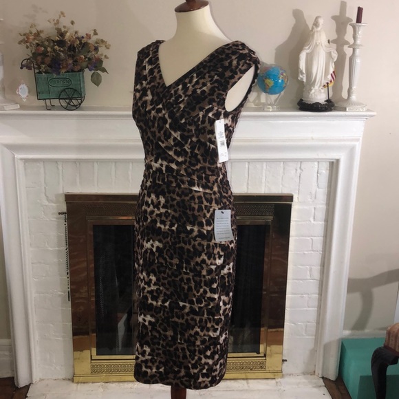 🌹Adrianna Papell Animal Print cocktail dress Sz 8 - Picture 3 of 8